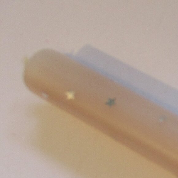 8" Flat sheet Bees Wax Candle. Champagne, w/ Silver Stars, Organic - Picture 3 of 4